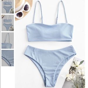 ZAFUL Ribbed Bandeau Bikini Swimsuit
